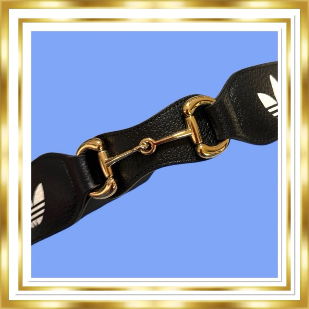 Gucci X Adidas Leather Logo Horse-Bit Belt. Size 85( Small) - Picture 5 of 6